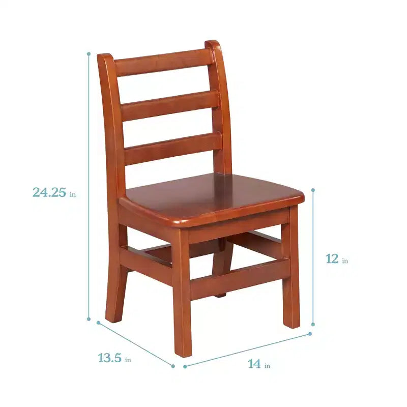 Table en bois dur ECR4Kids 24 po x 24 po et deux chaises 12 po, 3 pièces