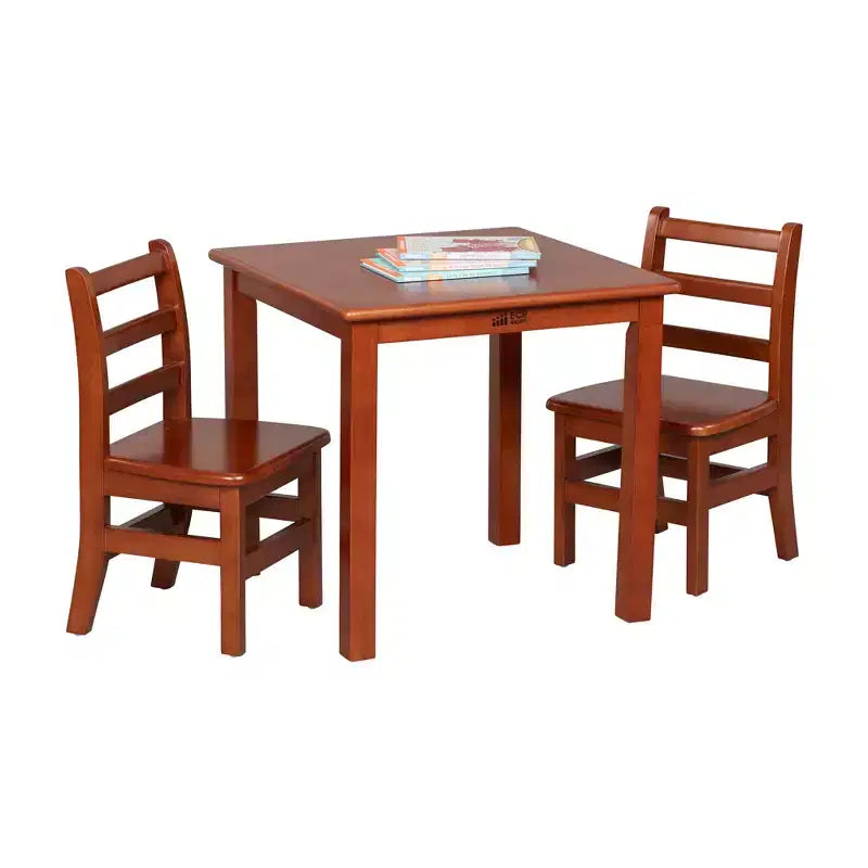 Table en bois dur ECR4Kids 24 po x 24 po et deux chaises 12 po, 3 pièces
