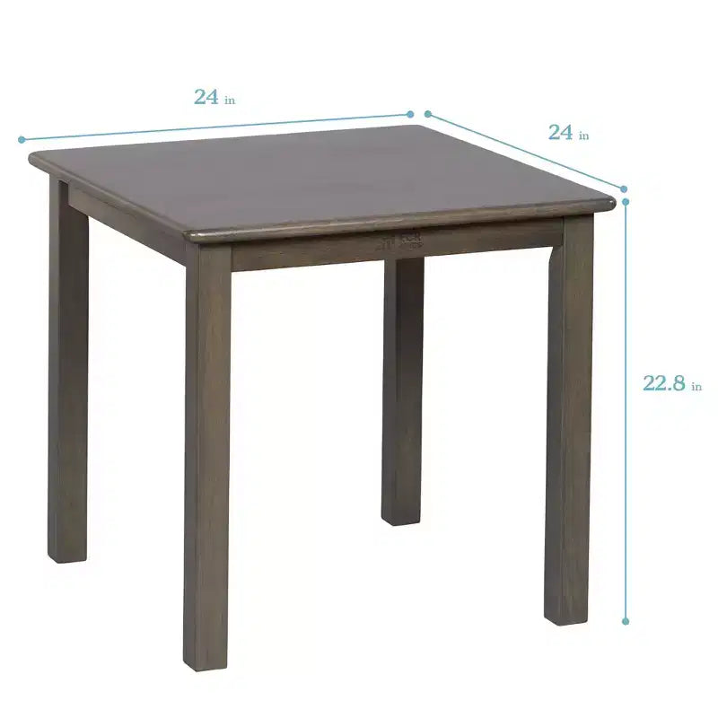Table en bois dur ECR4Kids 24 po x 24 po et deux chaises 12 po, 3 pièces