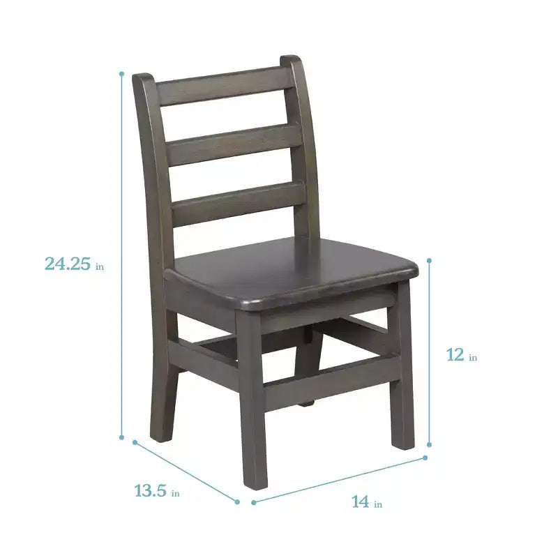 Table en bois dur ECR4Kids 24 po x 24 po et deux chaises 12 po, 3 pièces