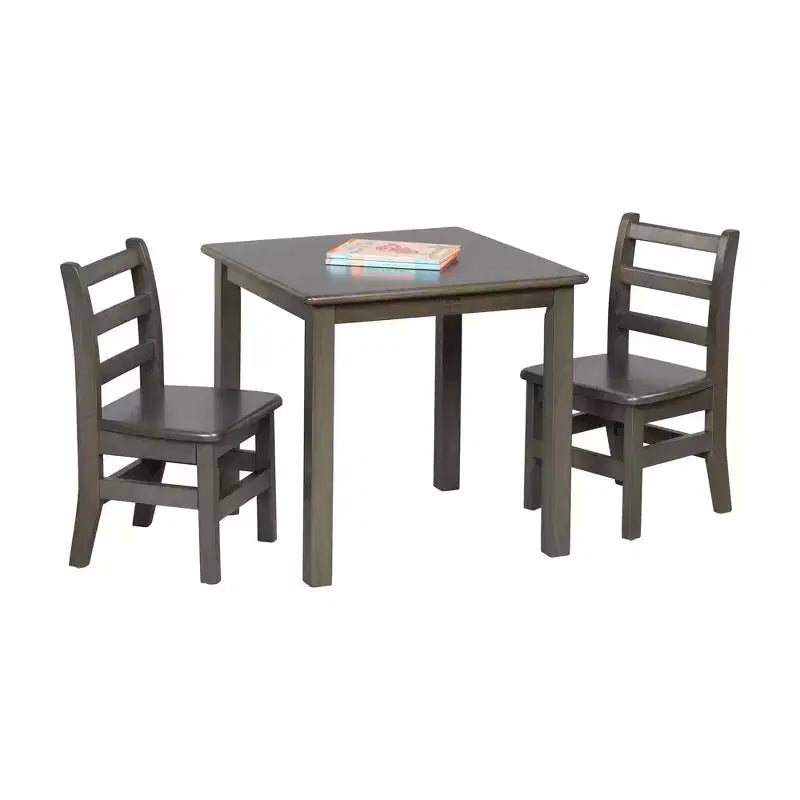 Table en bois dur ECR4Kids 24 po x 24 po et deux chaises 12 po, 3 pièces