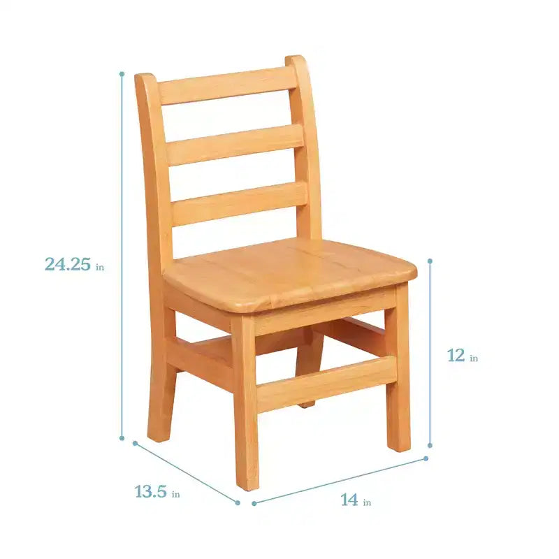 Table en bois dur ECR4Kids 24 po x 24 po et deux chaises 12 po, 3 pièces