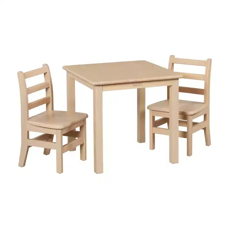 ECR4Kids 24in x 24in Hardwood Table and Two 12in Chairs, 3-Piece