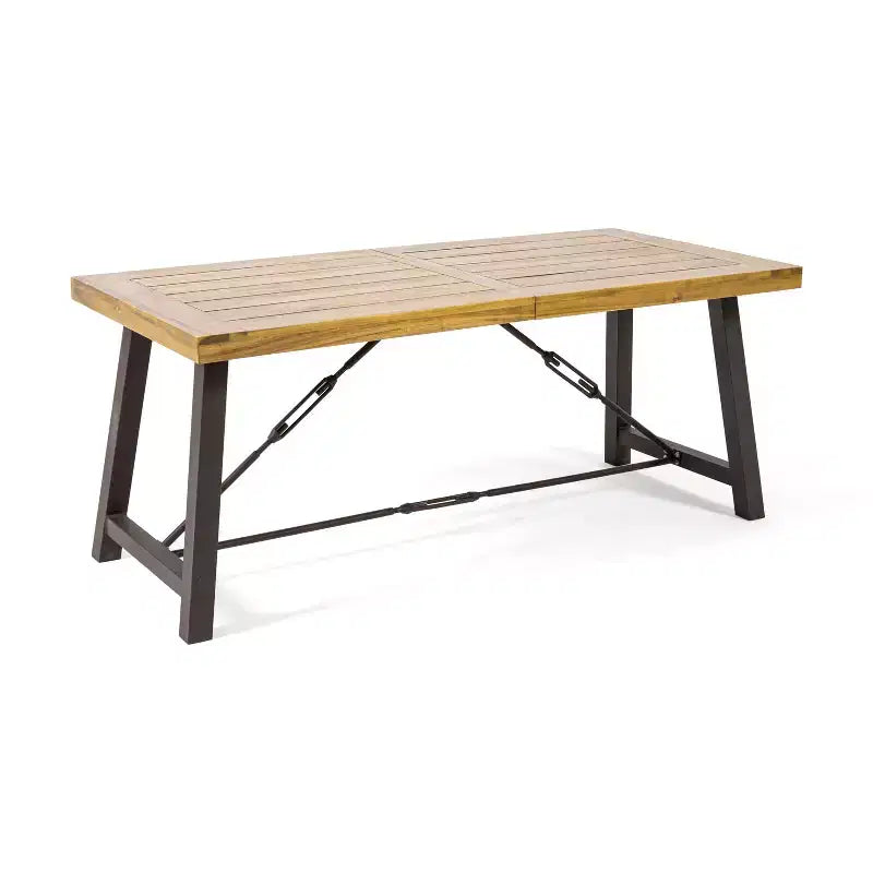 GDFStudio Rosario Ensemble de Repas de Pique-nique Industriel Extérieur 3 Pièces en Bois d'Acacia, Teck/Métal Rustique