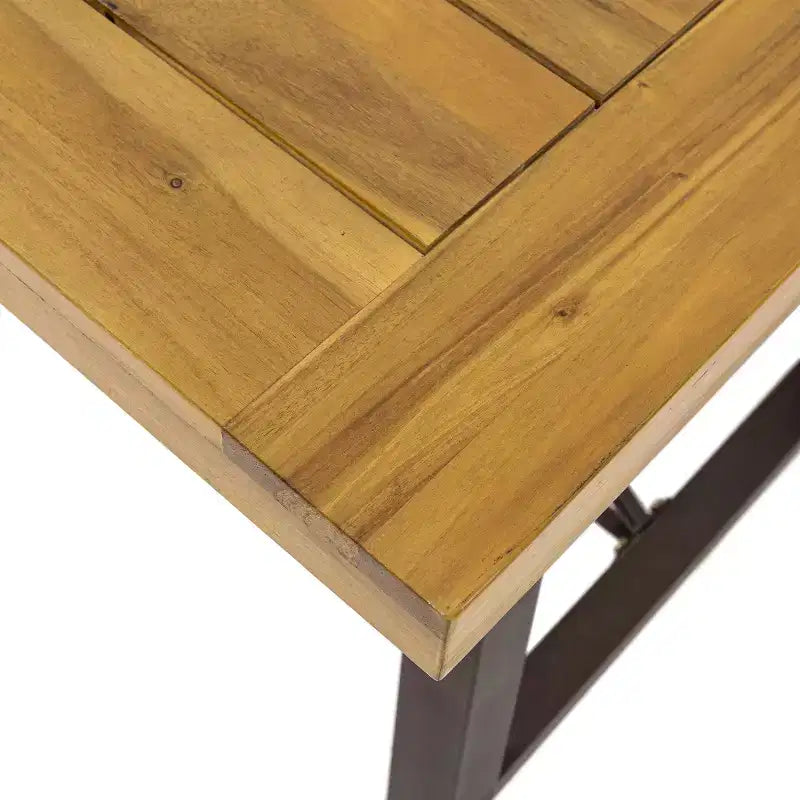 GDFStudio Rosario Ensemble de Repas de Pique-nique Industriel Extérieur 3 Pièces en Bois d'Acacia, Teck/Métal Rustique