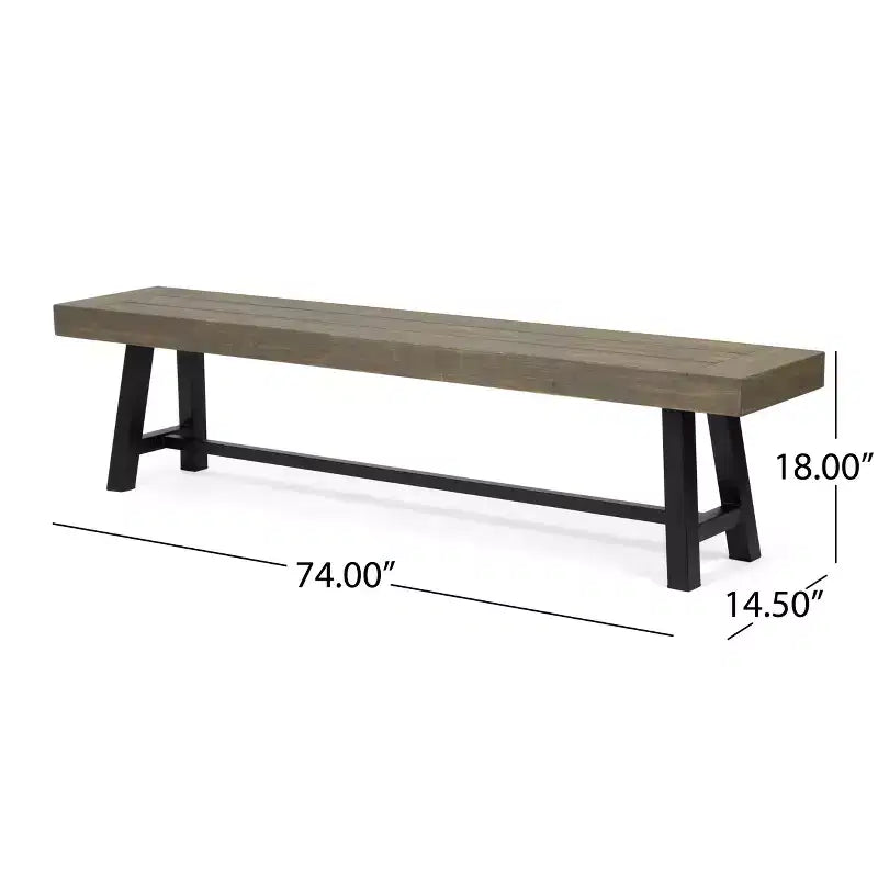 GDFStudio Ensemble de pique-nique chilien en bois d'acacia 3 pièces, gris/métal rustique