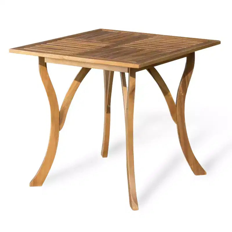 Ensemble de salle à manger d'extérieur 5 pièces GDFStudio Baia en bois d'acacia avec coussins, teck/crème