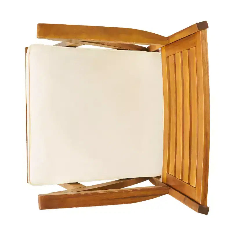 Ensemble de salle à manger d'extérieur 5 pièces GDFStudio Baia en bois d'acacia avec coussins, teck/crème