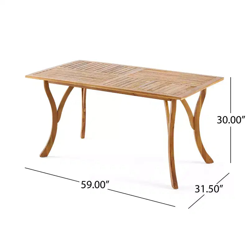 Ensemble de salle à manger d'extérieur 7 pièces GDFStudio Baia en bois d'acacia avec coussins, teck/crème