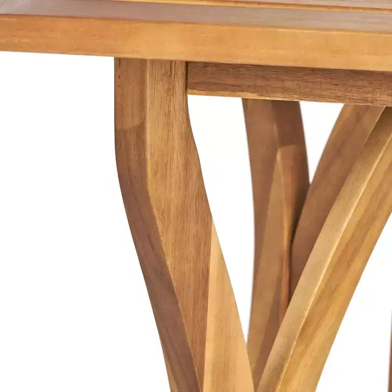 Ensemble de salle à manger d'extérieur 7 pièces GDFStudio Baia en bois d'acacia avec coussins, teck/crème