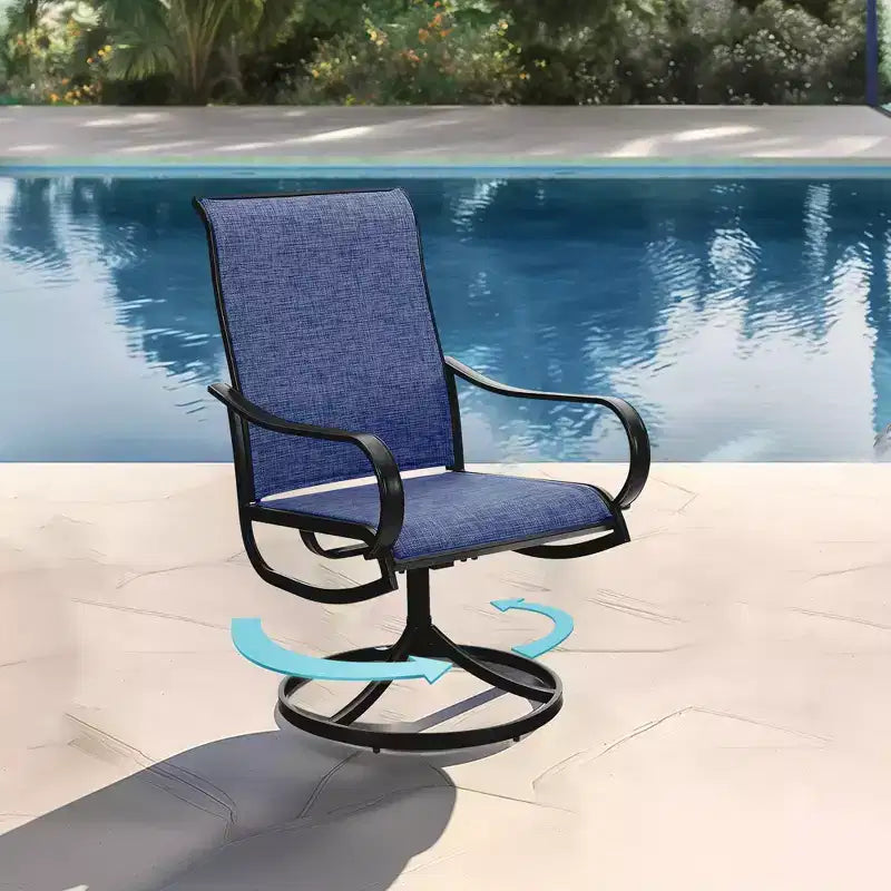Captiva Designs Ensemble de salle à manger d'extérieur 9 pièces avec table carrée à lattes en métal et chaises pivotantes en textilène