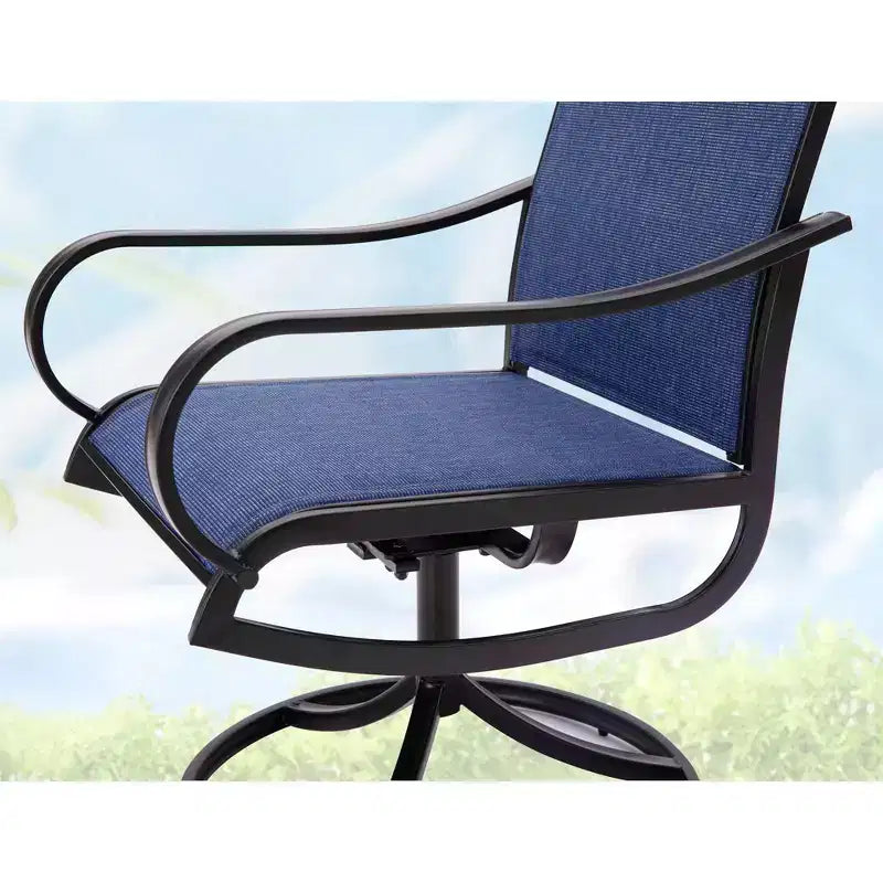 Captiva Designs Ensemble de salle à manger d'extérieur 9 pièces avec table carrée à lattes en métal et chaises pivotantes en textilène