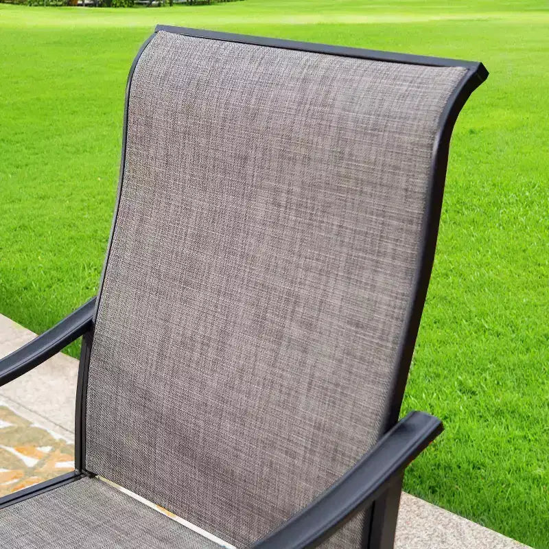 Captiva Designs Ensemble de salle à manger d'extérieur 9 pièces avec table carrée à lattes en métal et chaises pivotantes en textilène