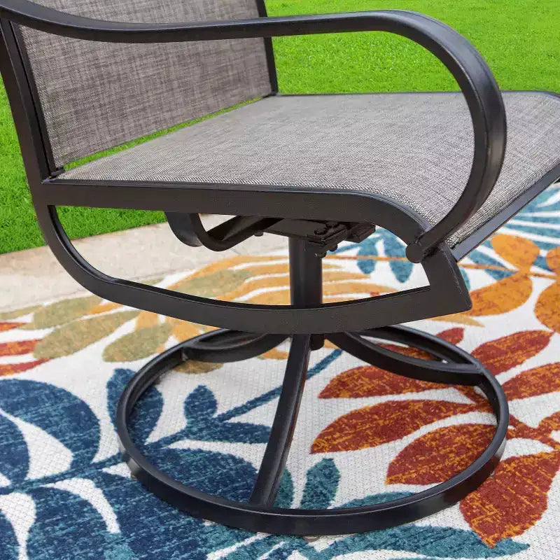 Captiva Designs Ensemble de salle à manger d'extérieur 9 pièces avec table carrée à lattes en métal et chaises pivotantes en textilène