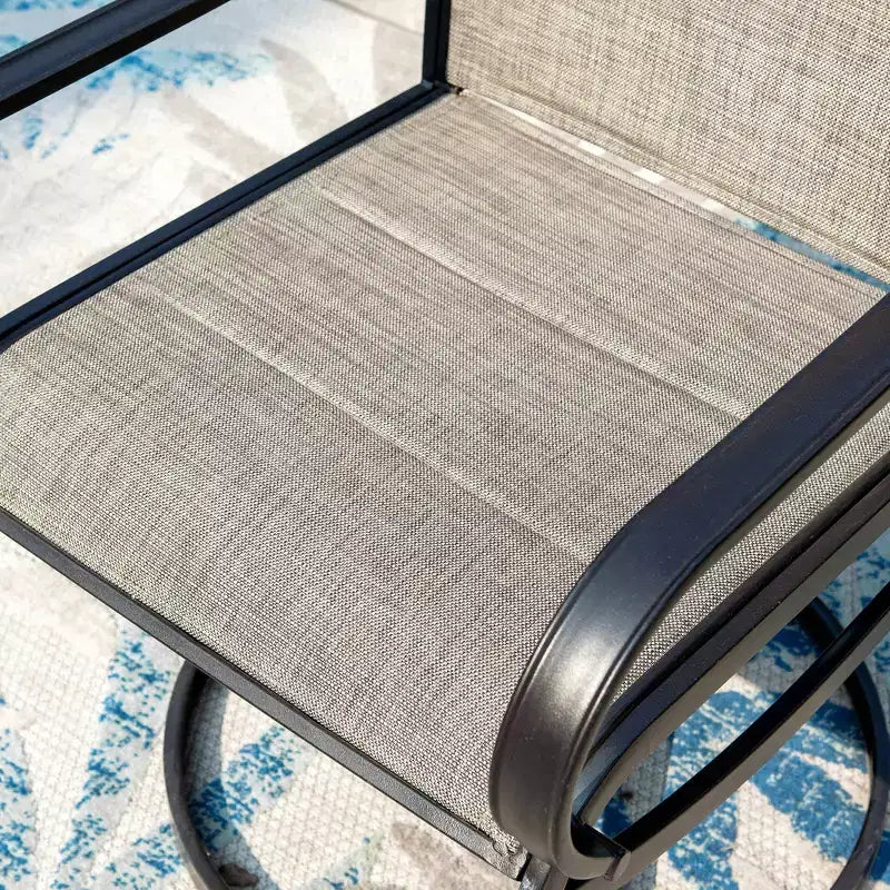 Captiva Designs – Ensemble de salle à manger 9 pièces d'extérieur, table carrée en métal à lattes et chaises pivotantes rembourrées en toile de Captiva Designs