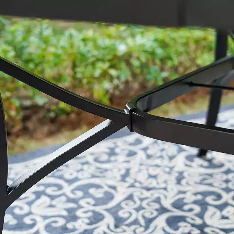Captiva Designs – Ensemble de salle à manger 9 pièces d'extérieur, table carrée en métal à lattes et chaises pivotantes rembourrées en toile de Captiva Designs