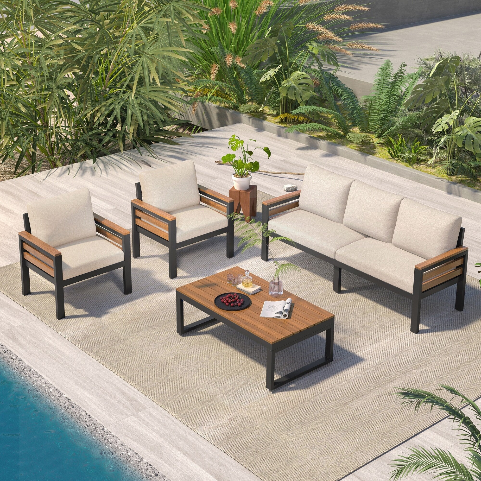 Ensemble de canapé de jardin 4 pièces