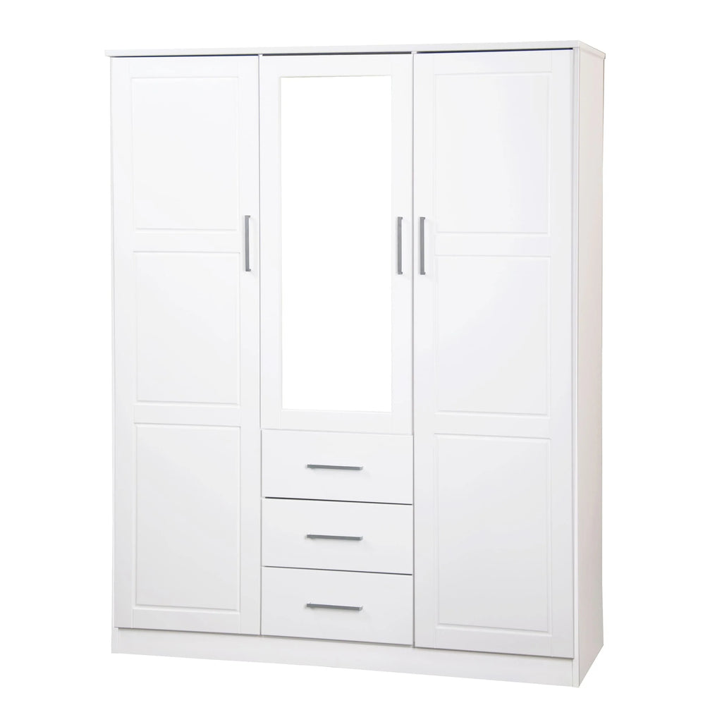 Palace Imports Armoire Cosmo 3 portes 100 % bois massif avec portes en bois massif ou portes miroir